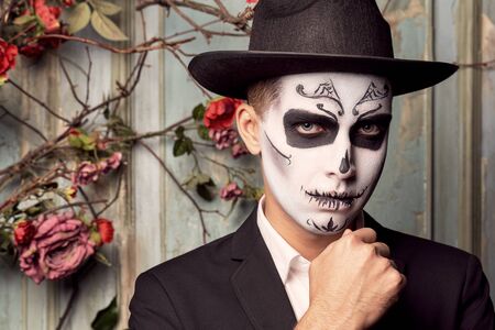 Day of dead holiday. Halloween. People in costumeの写真素材