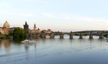 Top view of the wide Vltava river