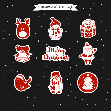 Christmas Stickers Pack with cute illustration vector.のイラスト素材