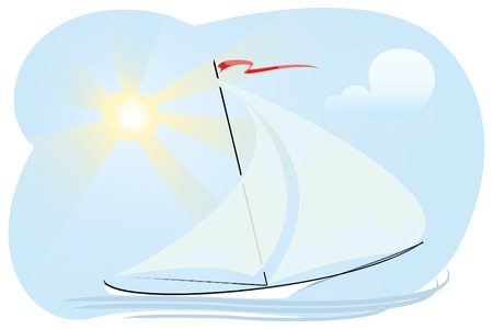 sunny sea and yacht  illustration and design elementsのイラスト素材