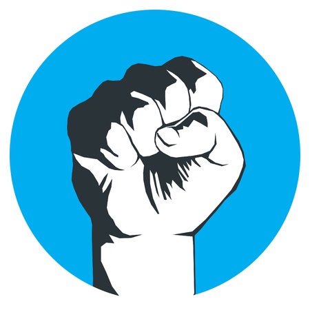 label with fist vector illustration eps 10のイラスト素材