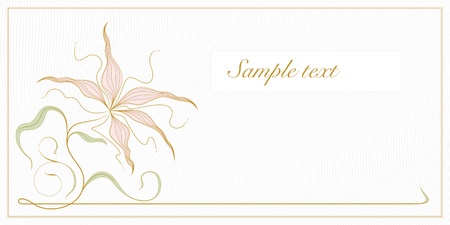greeting card or invitation template. vintage floral background with bronze orchid, frame, space for text or image.のイラスト素材