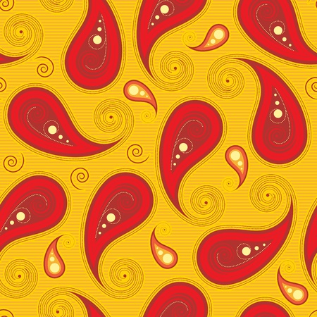 colored seamless traditional ethnic and oriental background with paisley tissue in warm shadesのイラスト素材