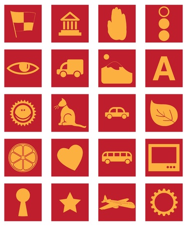 red and gold icons and signsのイラスト素材