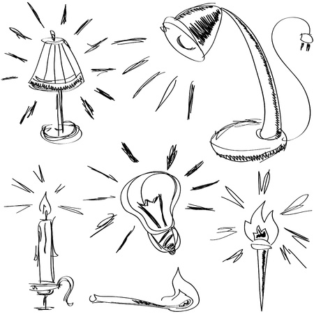 some handmade sketches of lighting devices for web-design, high quality print and other creative worksのイラスト素材