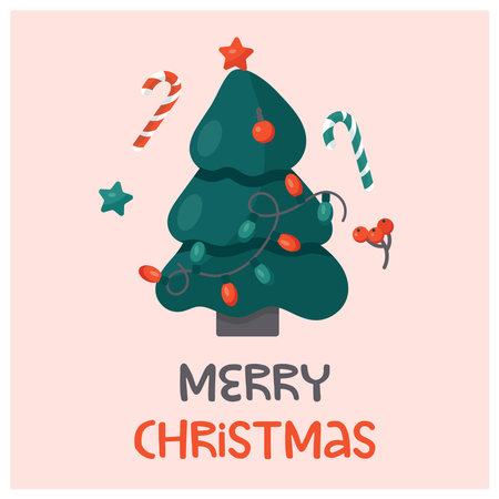 Merry Christmas and Happy New Year Greeting Card. Vector illustrationのイラスト素材