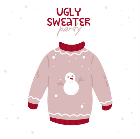 Cute hand drawn vector illustration of a sweater with a snowman.のイラスト素材
