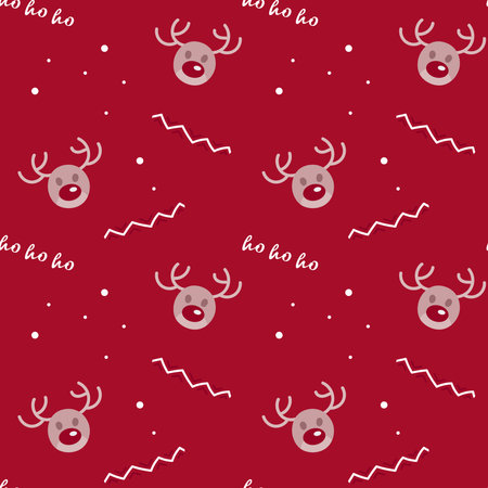 Seamless Christmas pattern with cute reindeer. Vector illustration.のイラスト素材