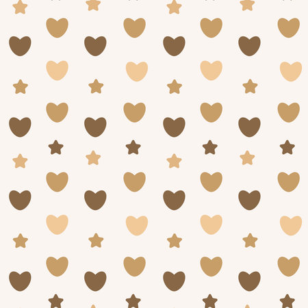 Seamless pattern with golden hearts and stars. Vector background.のイラスト素材
