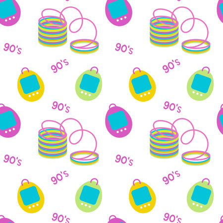 90s elements seamless pattern. old school patternのイラスト素材