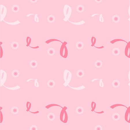 Seamless pattern with pink ribbons on a pink background.World Breast cancer dayのイラスト素材