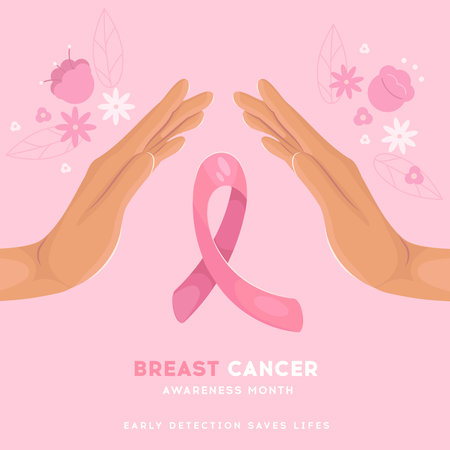 Breast Cancer Awareness Month Campaign. Pink Ribbon. Vector Illustrationのイラスト素材