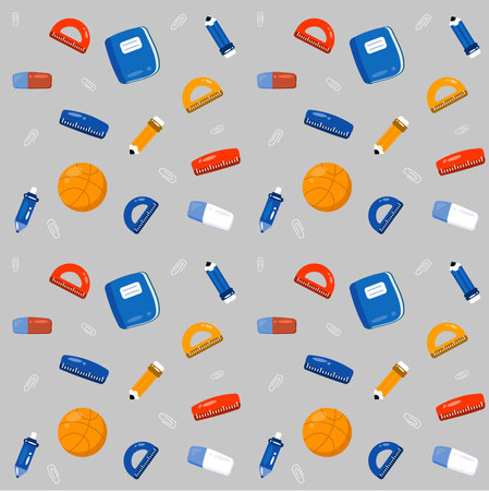 Seamless pattern with school supplies. Back to school. Vector illustrationのイラスト素材