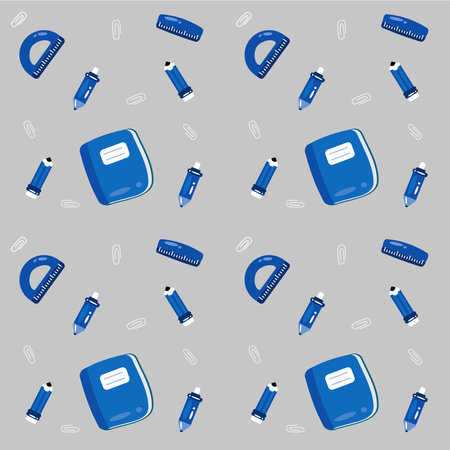 Seamless pattern with school supplies. Back to school. Vector illustration.のイラスト素材