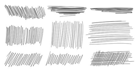 Hand drawn lines. Pencil scribble set. Vector illustration.のイラスト素材