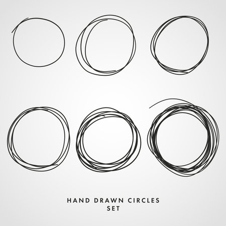 Hand drawn circles set. Vector illustration. Isolated on white background.のイラスト素材
