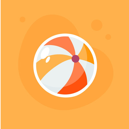 Beach ball flat icon. Vector illustration of beach ball on orange background.のイラスト素材