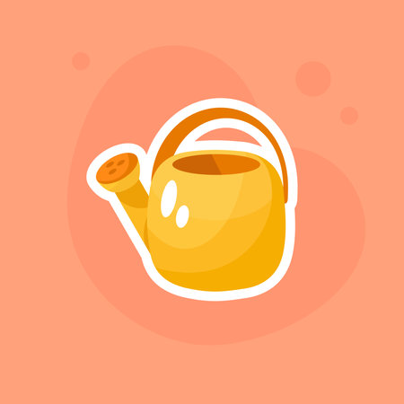 Watering can vector icon. Watering can isolated on orange backgroundのイラスト素材