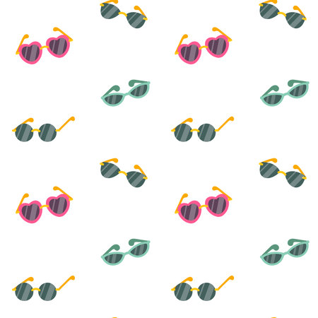 Sunglasses seamless pattern on white background. Sunglasses vector illustration.のイラスト素材