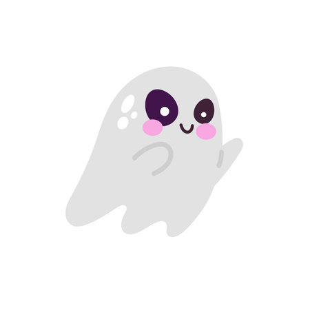 Cute cartoon ghost. Vector illustration isolated on a white background.のイラスト素材