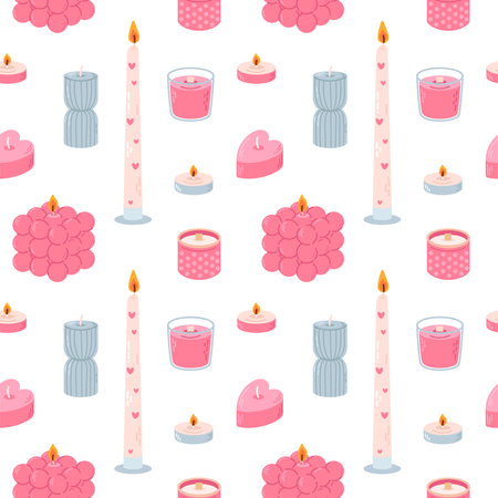 Seamless pattern with cute candles. Vector illustration.のイラスト素材