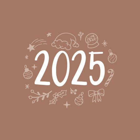 Happy New Year 2015 greeting card. Hand drawn lettering. Vector illustration.のイラスト素材