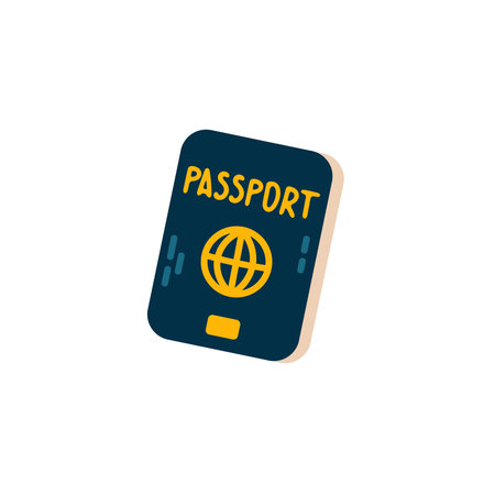 Passport icon in flat color style. Travel tourism vector illustration on white isolated background.のイラスト素材