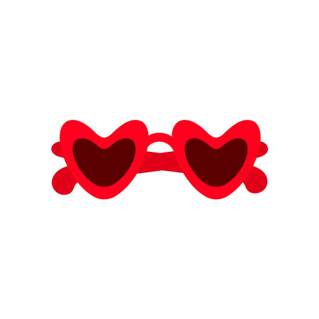 Sunglasses with hearts isolated on white background. Romantic icon for valentines day. Vector illustration.のイラスト素材