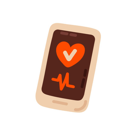 Mobile fitness application interface with heart and pulse icon for workout tracking, isolated on white backgroundのイラスト素材