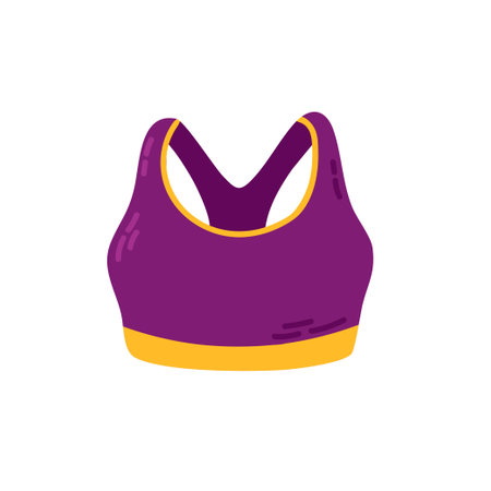 Purple and yellow women's sports bra for gym training, isolated on white backgroundのイラスト素材