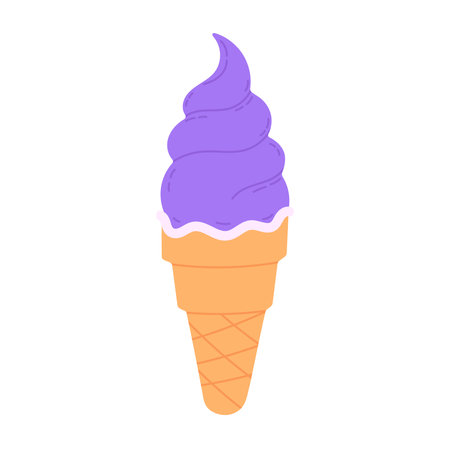 Ice cream in a waffle cone. Vector illustration on a white background.のイラスト素材