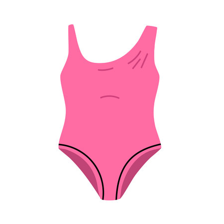Minimal pink one-piece swimsuit on white background. Ideal for fashion, swimwear collections, and summer design.のイラスト素材