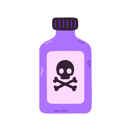 Purple poison bottle with skull label for Halloween party and decorationのイラスト素材