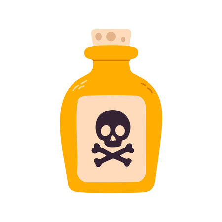 Orange poison bottle with skull label for halloween designのイラスト素材