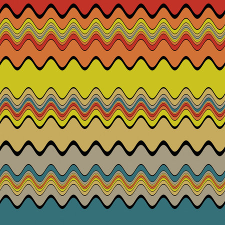 Retro Color Line Art with Wave Pattern, Great for Prints such as Canvas, Poster, and others