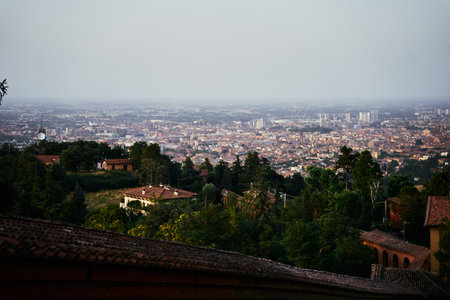 outskirts of bologna in the setting sunの写真素材
