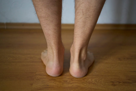 feet and calves of a man from behindの写真素材