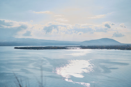 view of Lake Sevan, Armenia in autumn