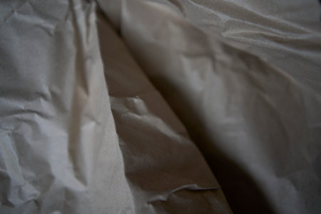 crumpled brown wrapping paper, texture, backgroundの写真素材