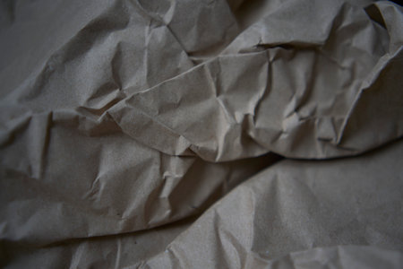 crumpled brown wrapping paper, texture, backgroundの写真素材