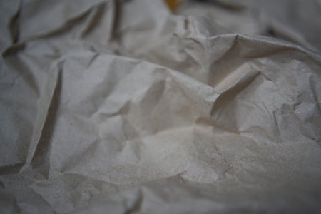 crumpled brown wrapping paper, texture, backgroundの写真素材