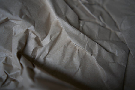 crumpled brown wrapping paper, texture, backgroundの写真素材