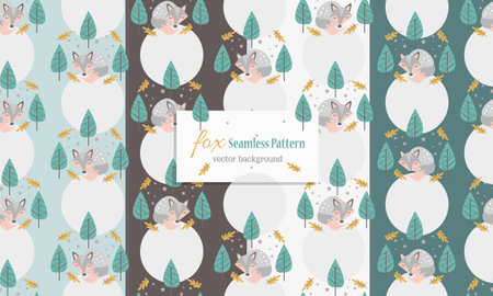 Animal seamless pattern with cute fox designのイラスト素材