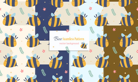 Animal seamless pattern with cute bee designのイラスト素材