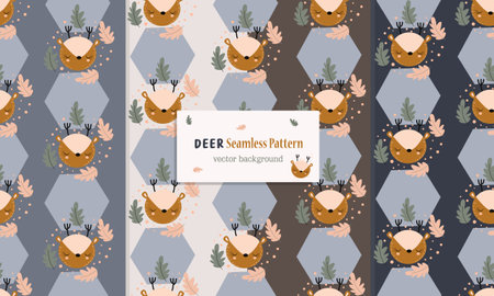Animal seamless pattern with cute deer designのイラスト素材