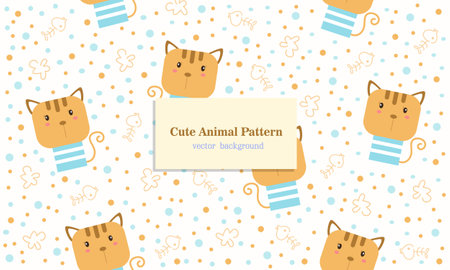 Cute pet cat animal seamless pattern backgroundのイラスト素材