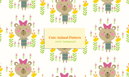 Cute bear animal seamless pattern backgroundのイラスト素材