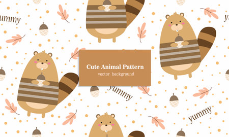 Squirrel animal seamless pattern backgroundのイラスト素材