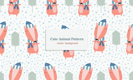Fox mammal animal seamless pattern background in forestのイラスト素材