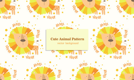 Lion animal seamless pattern background in jungleのイラスト素材